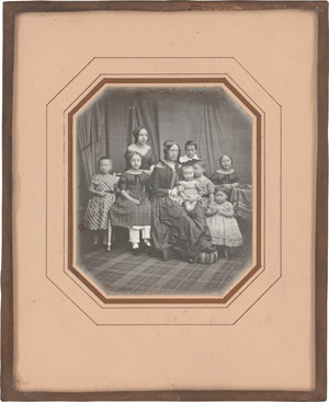 Lot 4027, Auction  123, Daguerreotype, Studio portrait of a mother with her eight children, Hamburg