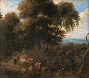 Lot 6016, Auction  123, Arthois, Jacques d', Waldlandschaft mit Viehhirtin und ihrer Herde