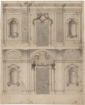 Lot 6508, Auction  123, Italienisch, spätes 16. Jh. Durchschnitt durch einen barocken Palazzo mit dem Wandaufriss zweier Stockwerke