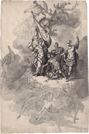 Lot 6513, Auction  123, Süddeutsch, um 1590. Protektion eines jungen Feldherrn durch Pallas Athene und andere Götter