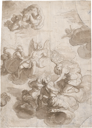 Lot 6515, Auction  123, Französisch, 17. Jh. Allegorische Szene auf Wolken mit Merkur und anderen Göttern