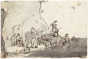 Lot 6259, Auction  103, Stoop, Dirk, Zwei Landschaften mit Pferden und Staffage