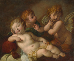 Lot 6014, Auction  106, Venezianisch, 17. Jh. Schlafender Jesusknabe mit Johannes d. T. und einem Engel