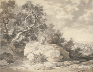 Lot 6316, Auction  116, Schmutzer, Jakob Matthias, Felsige Landschaft mit zwei Wanderern