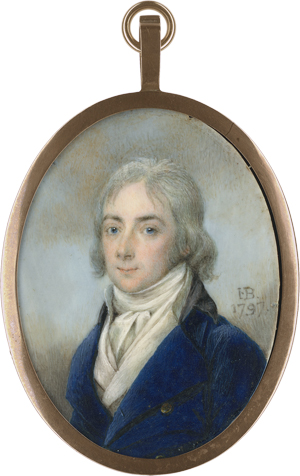 Lot 6486, Auction  122, Bogle, John, Miniatur Portrait eines jungen Mannes mit gepudertem Haar, in blauer Jacke