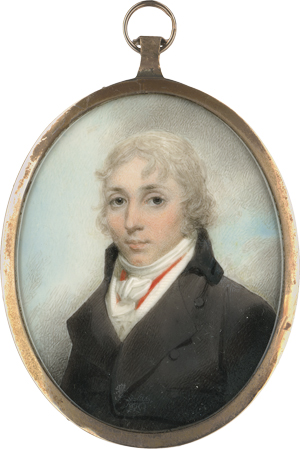Lot 6489, Auction  122, Vaslet of Bath, Lewis, Miniatur Portrait eines jungen Mannes mit gepudertem Haar, in grauer Jacke mit schwarzem Kragen