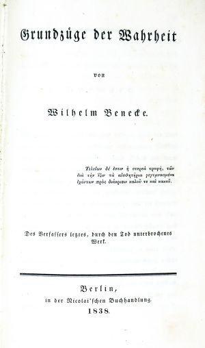 Lot 2171, Auction  123, Benecke, Wilhelm, Grundzüge der Wahrheit
