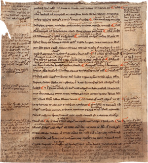 Lot 2836, Auction  123, Priscianus Caesariensis, Institutiones grammaticae. Fragment eines Blattes aus einer lateinischen Handschrift in Perlschrit auf Pergament.