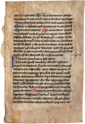 Lot 2839, Auction  123, Gratianus de Clusio, Decretum latinum, secunda pars, causa XXXVI. Einzelblattfragment einer lateinischen Handschrift auf Pergament.