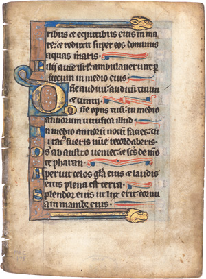 Lot 2843, Auction  123, Psalter, Einzelblatt einer hochmittelalterlichen lateinische Handschrift auf Pergament