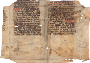 Lot 2847, Auction  123, Chrysostomus, Johannes, Mitteldeutsche Handschrift auf Pergament. Fragment eines Blattes (untere Hälfte). 