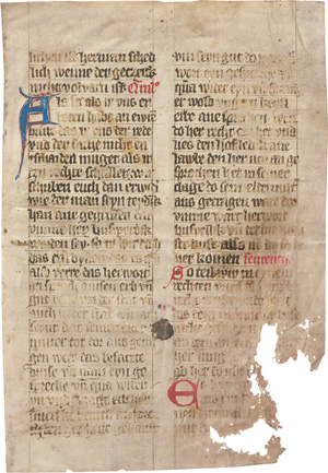Lot 2882, Auction  123, Schöppensprüche,  Deutsche Handschrift auf Pergament. Einzelblatt 