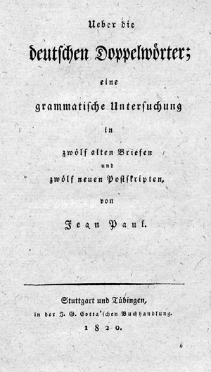 Lot 2008, Auction  101, Jean Paul, Ueber die deutschen Doppelwörter