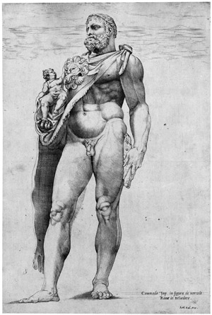 Lot 5011, Auction  101, Beatrizet, Nicolas, zugeschrieben. Standbild des Kaiser Commodus als Herkules