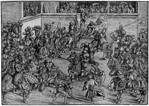 Lot 5071, Auction  101, Cranach, Lukas d. Ä., Das zweite Turnier mit dem Teppich von Samson und dem Löwen