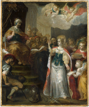 Lot 6019, Auction  101, Antwerpener Schule, um 1630. Die hl. Katharina vor Kaiser Maxentius
