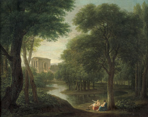 Lot 6080, Auction  101, Hackert, Jakob Philipp, Waldlandschaft mit See und Tempietto