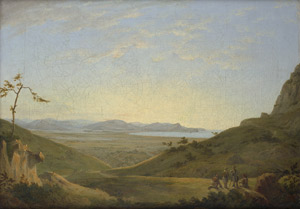 Lot 6092, Auction  101, Deutsch, um 1830. Griechische Landschaft bei Nauplia mit Bergbauern
