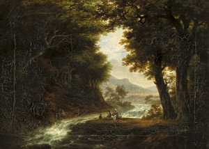 Lot 6099, Auction  101, Monogrammist GP, Flußlandschaft mit einer rastenden Familie