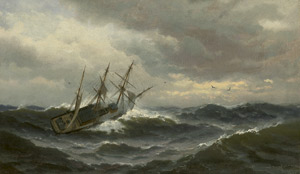 Lot 6174, Auction  101, Sturm, Friedrich Ludwig Christian, Dreimaster auf sturmgepeitschter See