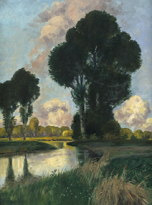 Lot 6222, Auction  101, Rüdisühli, Hermann Traugott, Abendstimmung an einem sommerlichen Wiesenbach