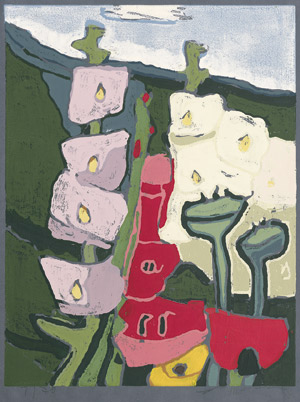Lot 7121, Auction  101, Fußmann, Klaus, Garten in Gelting mit Gladiolen, Malven und Mohn