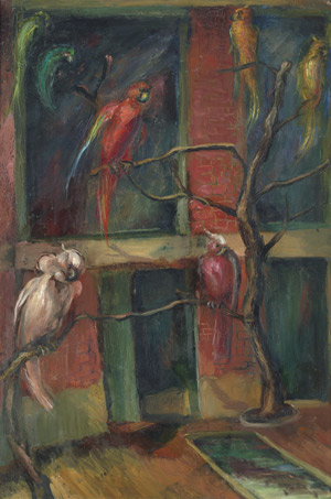 Lot 8002, Auction  101, Albert-Lasard, Lou, Große Voliere mit exotischen Vögeln