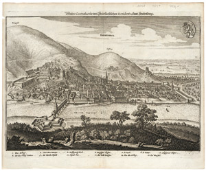 Lot 211, Auction  102, Merian, Matthäus, Heidelberg. Wahre Contrafactur der Chrufürstlichen Residenz Statt