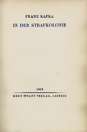 Lot 3359, Auction  102, Kafka, Franz, In der Strafkolonie