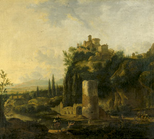 Lot 6026, Auction  102, Dughet, Gaspard - Umkreis, Landschaft mit Kastell und Turmruine