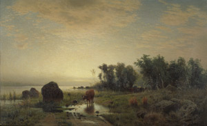 Lot 6146, Auction  102, Douzette, Louis, Boddenlandschaft im Abendlicht