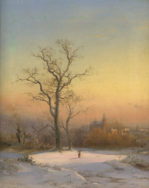 Lot 6148, Auction  102, Klein, Wilhelm, Winterlandschaft bei Sonnenaufgang