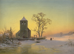 Lot 6149, Auction  102, Klein, Wilhelm, Abendliche Winterlandschaft mit romanischer Kirche
