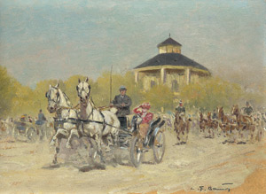 Lot 6389, Auction  102, Bauer, Carl Franz, Zweispänner vor dem Lusthaus im Prater