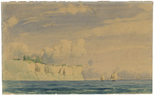 Lot 6520, Auction  102, Sørensen, Carl Frederik, Felsige Küstenlandschaft mit Segelbooten