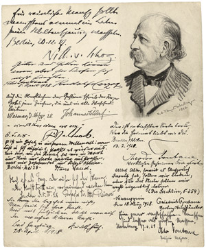 Lot 2522, Auction  103, Fontane, Familie, Albumblatt mit 3 Autographen und Porträt