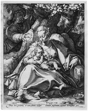 Lot 5104, Auction  103, Goltzius, Hendrick, Die Hl. Familie unter dem Kirschbaum