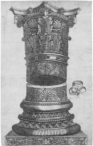 Lot 5159a, Auction  103, Monogrammist GA mit der Fussangel, Korinthisches Kapitell mit Akanthusblättern sowie Widderköpfen und Masken