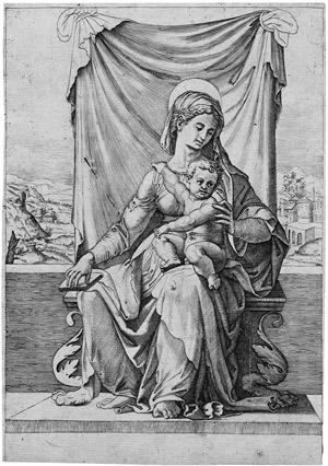 Lot 5180, Auction  103, Raimondi, Marcantonio, Madonna mit dem Kind auf einem Thron