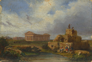 Lot 6081, Auction  103, Italienisch, um 1840. Blick auf die Tempel von Paestum