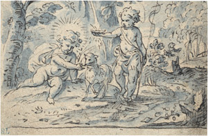 Lot 6202, Auction  103, Brentel d. J., Hans Friedrich - zugeschrieben, Landschaft mit Christus und dem Johannesknaben mit Lamm