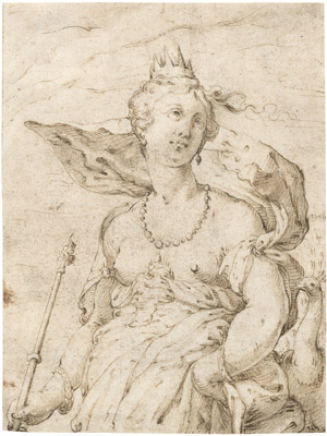 Lot 6222, Auction  103, Goltzius, Hendrick, Schule. Juno mit dem Pfau