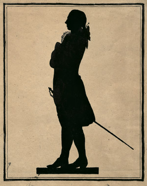 Lot 6281, Auction  103, Deutsch, um 1780. Silhoutte Johann Wolfgang von Goethes in Kavalierstracht