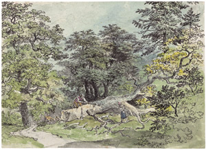 Lot 6406, Auction  103, Dillis, Johann Georg von - zugeschrieben, Waldlandschaft mit Holzfällern