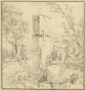 Lot 6409, Auction  103, Erhard, Johann Christoph, Die neben der Betsäule sitzende alte Frau