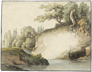 Lot 6700, Auction  103, Deutsch, um 1790. Flusslandschaft mit hellem Felsen