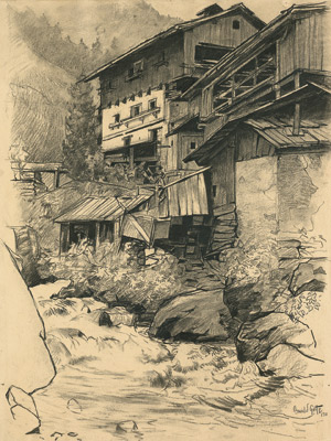 Lot 7124, Auction  103, Gette, Oswald, Berghof mit Fluss