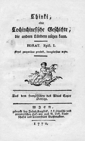 Lot 1630, Auction  104, Coyer, Gabriel François, Chinki, eine Cochinchinesische Geschichte