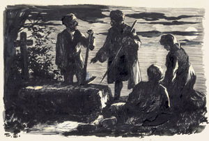 Lot 1965, Auction  104, Schnorr, Peter, Nachtszene an einem Grab. Federz. 1908