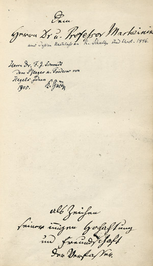 Lot 2139, Auction  104, Hegel, G. W. F., Encyclopädie der philosophischen Wissenschaften (Widmungsexemplar)